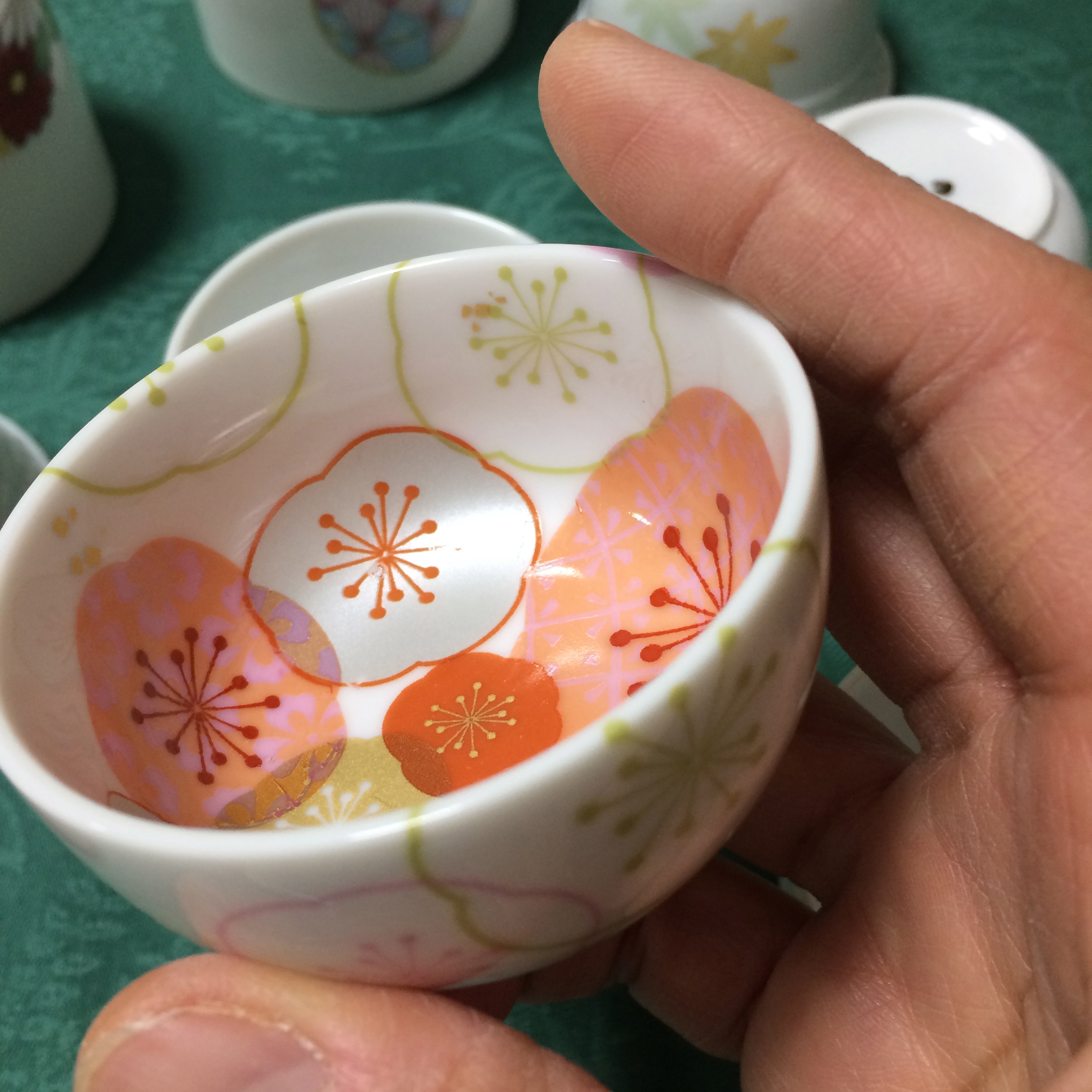 蔵出し　時代物　お猪口 鳴門鯛ロゴ入り 2.5勺きき猪口 蛇の目 NARUTOTAI SHOP